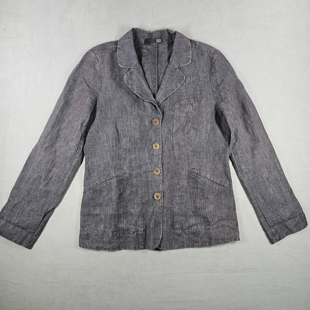Eileen Fisher Linen Blazer Womens 12 Button Down Artsy Lagenlook Old Money Indie